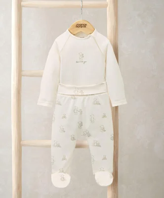 Bear Print Bodysuit & Bottoms Set