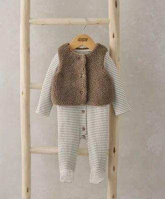 Borg Gilet & All in One Outfit Set - Brown / 0-3 Months