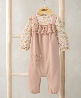 Broderie Dungarees and Bodysuit Outfit Set