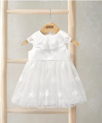 Cape Collar Mesh Flower Girl Dress