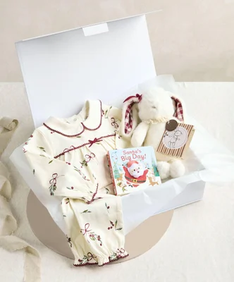 Mamas & Papas Christmas Pyjamas & Toys Gift Box - 6-9m Bunny Pyjamas, Beau Bunny Soft Toy & Story Book Newborn First Xmas Present Keepsake For Babies