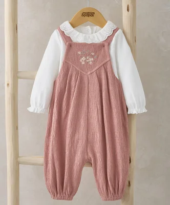 Crinkle Dungarees & Bodysuit Outfit Set