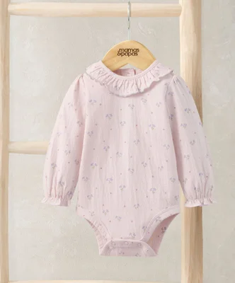 Crinkle Floral Bodysuit - Lilac / 0-3 Months