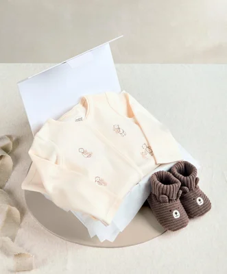 Embroidered Teddy Bear Romper Baby Gift Box