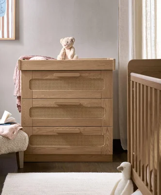 Esna Dresser Changer - Rattan/Oak
