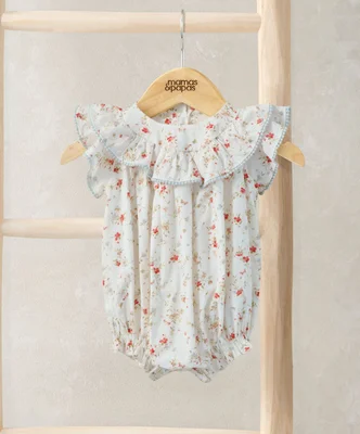 Floral Romper - Cream / 3-6 Months