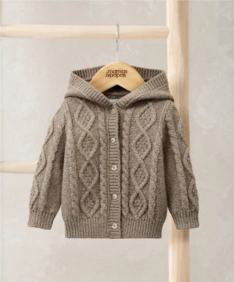 Hooded Cable Knit Cardigan