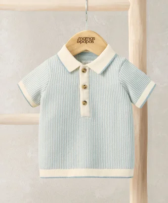 Mamas & Papas Jacquard Knitted Polo Shirt - 0-3 Months