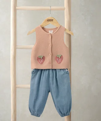 Knitted Waistcoat and Denim Trousers