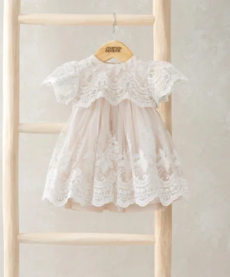 Lace Frill Sleeve Dress - Pink / 0-3 Months