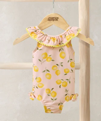 Lemon Print Frill Swimsuit