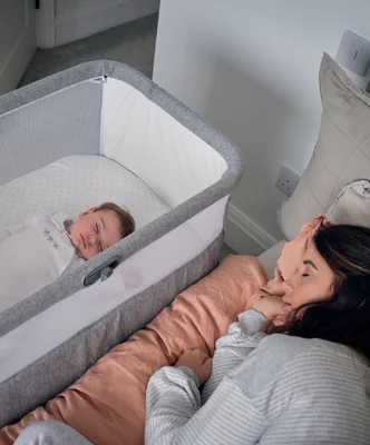 Lua Bedside Collapsable Crib For Baby - Grey / 0-6m