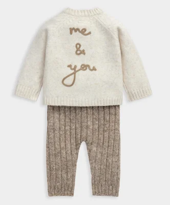 Me and You Bear Cardigan and Leggings Outfit Set