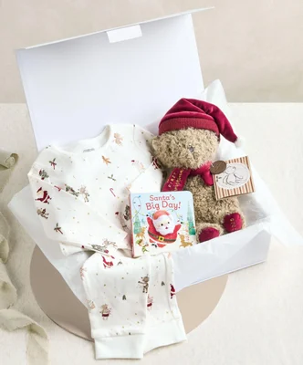 Mamas & Papas Night Before Christmas Pyjamas & Teddy Bear Gift Box - 12-18m Pyjamas,Teddy & Book Bundle Festive Infant Gift Set Baby First Xmas Presen