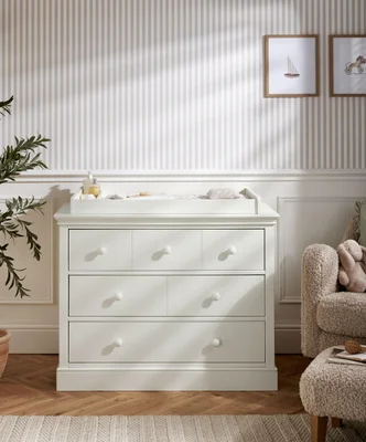 Oxford 3 Drawer Dresser & Baby Changing Unit - White