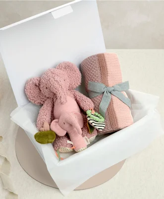 Pink Blanket & Elephant Gift Box