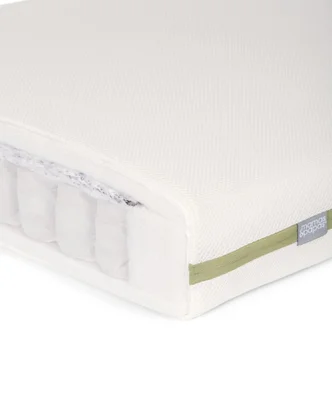 White Premium Pocket Spring Cotbed Mattress 140 x 70cm, Dual-Sided Baby & Toddler, Hypoallergenic Waterproof Cover