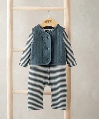 Quilted Gilet & Striped Romper