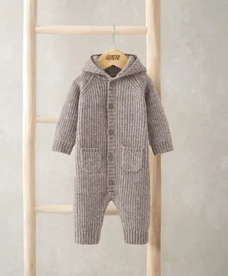 Ribbed Knitted Romper - Oatmeal / 3-6 Months