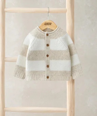 Stripe Cardigan - Cream / 0-3 Months