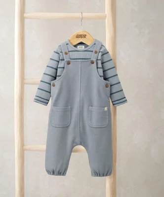 Striped Dungarees & Bodysuit Set