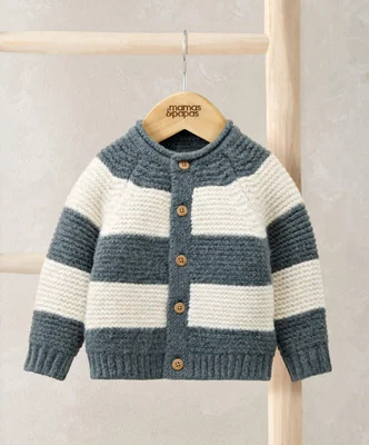 Striped Knit Cardigan with Raglan Sleeves