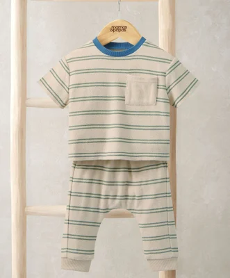 Stripped Terry Towelling T-Shirt & Joggers Set