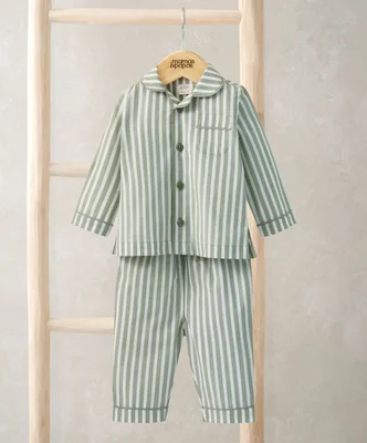Woven Green Stripe Pyjamas - Multi Color / 3-6 Months