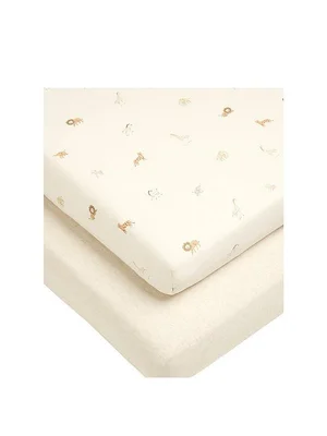 Mamas & Papas 2 Cot/Bed Fitted Sheets - Born to be Wild - Multi