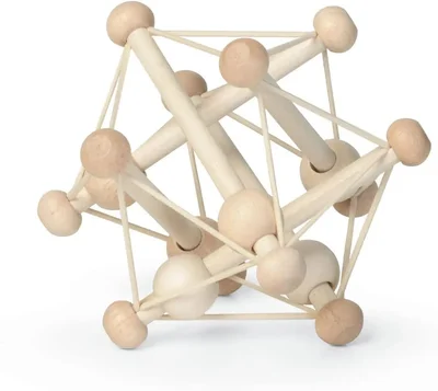 Manhattan Toy Skwish Natural Rattle and Teether Grasping Activity Toy, Beige, 1 Count (Pack of 1), (209620) - Color Burst