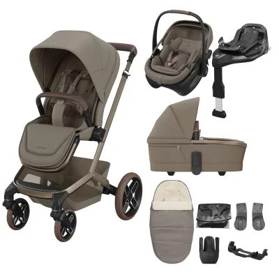 Maxi-Cosi Fame 8 Piece Ultimate Travel System with Coral Slide Pro - Oak Truffle