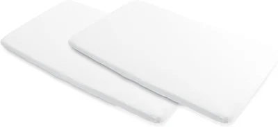 Maxi-Cosi Swift Baby-Bettlaken, Reisebettlaken fuer die Neugeborenen-Matratze des Maxi-Cosi Swift, 2er-Set Reisebett-Spannbettlaken, Weiss (2x)