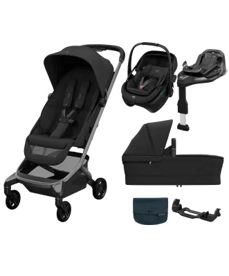 Maxi Cosi Maxi-Cosi Fame Cabin Pushchair Bundle with Maxi-Cosi Coral Slide Pro Car Seat & Base (5 Pieces) -Oynx Black