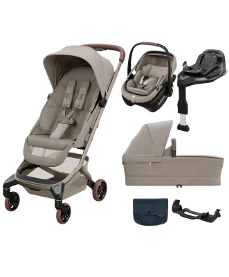 Maxi Cosi Maxi-Cosi Fame Cabin Pushchair Bundle with Maxi-Cosi Coral Slide Pro Car Seat & Base (5 Pieces) - Sapphire Sand