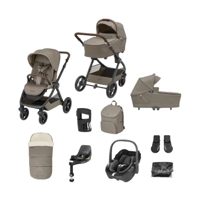 Maxi Cosi Oxford+ (PLUS) 9 Piece Premium Bundle With Pebble 360 Car Seat - Twillic Truffle
