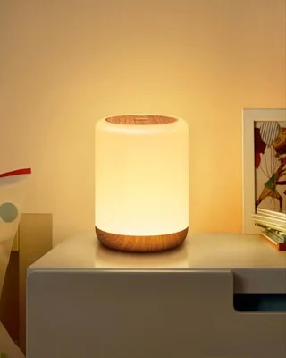 MEDE Night Light, Dimmable Bedside Lamps with RGB for Toddler, Kids, Adults - Wood Grain - 1 Pack
