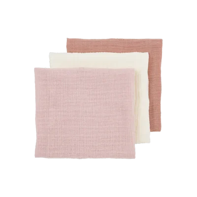 Meyco - Muslin Cloths - Soft Rose/Rose/Natural (3 Pack)