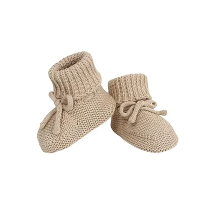 mimixiong Baby Booties Newborn First Walkers Cozy Shoes Warm Knit Soft Booties for Toddler Infant Boy Girl with Laces and Stylish - Beige1 / 0-3 Months