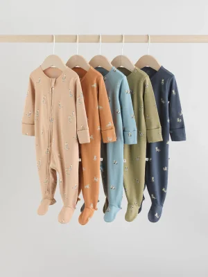 Mineral Blue 100% Cotton Two Way Zip Baby Sleepsuits