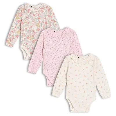 MINI CUDDLES Baby Girls 3pk Floral Printed Bodysuits, Multicolour - Default
