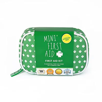 Mini First Aid Kit - 74 Items Kids First Aid Kit Includes Plasters, Bandages, Scissors, Tweezers & Burn Gel – for Car, Home, Office, Travel & Camping - Ideal for Babies & Kids – As Seen on Dragons Den - 50 Count (Pack of 1) / Mini Kit (74 PCs.)