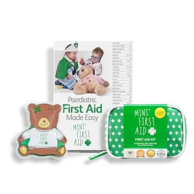 Mini First Aid Kit - 90 Items Kids First Aid Kit Includes Plasters, Bandages, Scissors, Tweezers & Burn Gel – for Car, Home, Office, Travel & Camping - Ideal for Babies & Kids – As Seen on Dragons Den - Essentials Bundle - Teddy