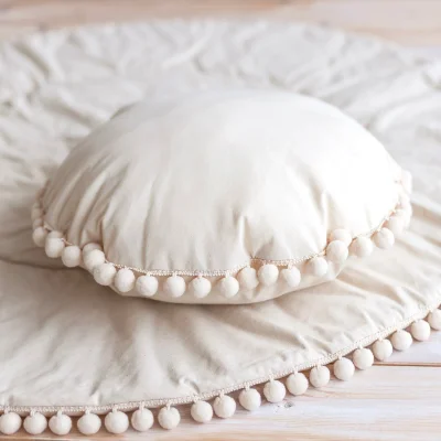 MiniCamp PomPom Throw Cushion - Ecru