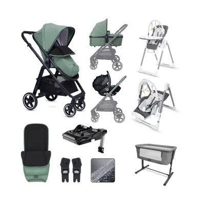 miniuno VenToura Bundle Package with Stay Close Crib & Yumo MultiPlus Highchair - Green
