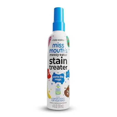 Miss Mouth's Messy Eater Stain Treater Spray - 118 ml Stain Remover - Newborn & Baby Essentials - No Dry Cleaning Food, Grease, Coffee Off Laundry, Underwear, Fabric - Tractor for dirty food stains / 118 ml