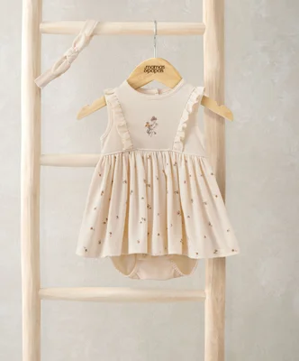 Mock Skirt Romper With Headband - 0-3 Months