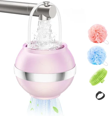 MoKo Bath Filter for Babies and Adults, Bath Water Filter for Tub, Removes Contaminants for Smoother Skin, Hair, Nails, Portable Shower Ball and Shampoo Brush, Pink - Pink