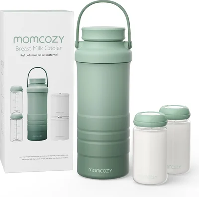 Momcozy 650ml Portable Breast Milk Cooler for Outdoor, Life Saver with 360° Total Cooling for 24 Hours, Larger Capacity Travel Breastmilk Chiller with 2pcs Baby Bottles for Breastmilk Storage - Bottle Cooler
