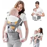 Momcozy Baby Carrier with Hip Seat, 2-in-1 Forward-Facing Carry for Active Babies, Detachable Hands-Free Infant Carrier up to 20kg, All Seasons Toddler Carrier Fits Waist Sizes up to 120cm, Black