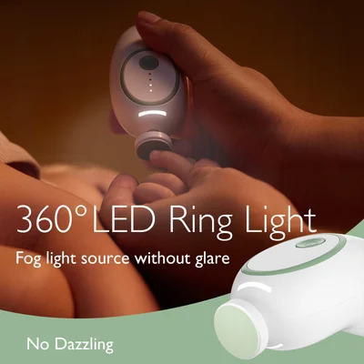 Momcozy Baby Nail File Electric, Gentle Baby Nail Trimmer Electric Rechargeable, Baby Nail Clipper Electric, 360° Fog LED Gentle Light, 7 Grinding Head Replacement Pads — image 2